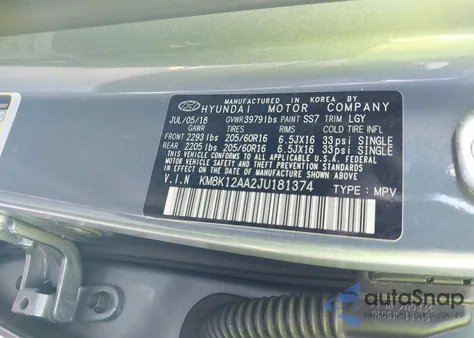 2018 Hyundai Kona Se from USA, damaged, VIN KM8K12AA2JU181374